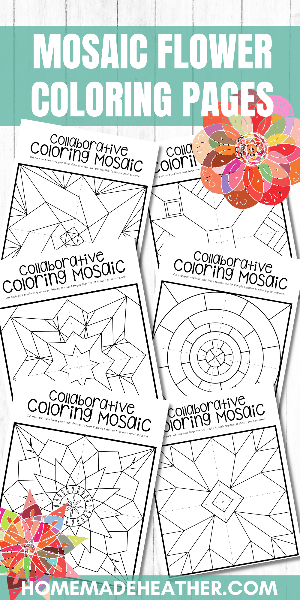 Free mosaic flower coloring pages homemade heather