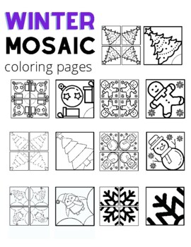 Winter mosaic coloring pages different designs collaborative mosaic