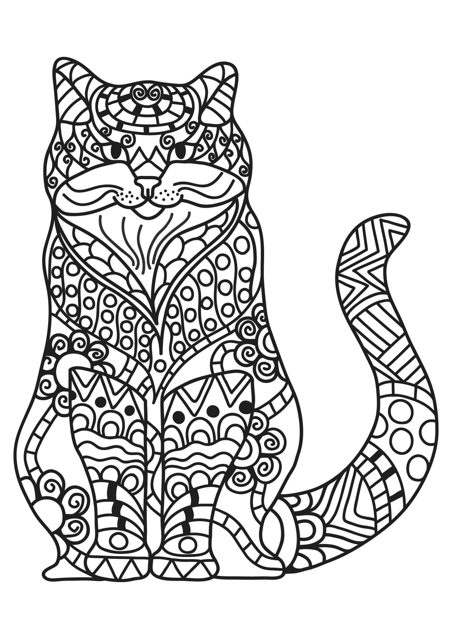 Mosaic cat coloring page