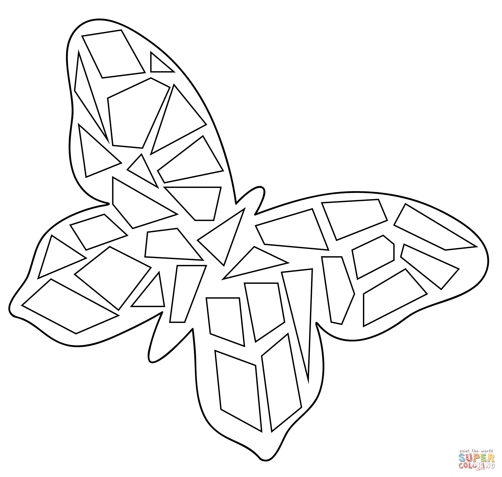 Butterfly mosaic coloring page free printable coloring pages