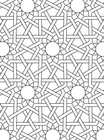 Islamic ornament mosaic coloring page from mosaic category select from printable craftsâ geometric coloring pages islamic patterns pattern coloring pages