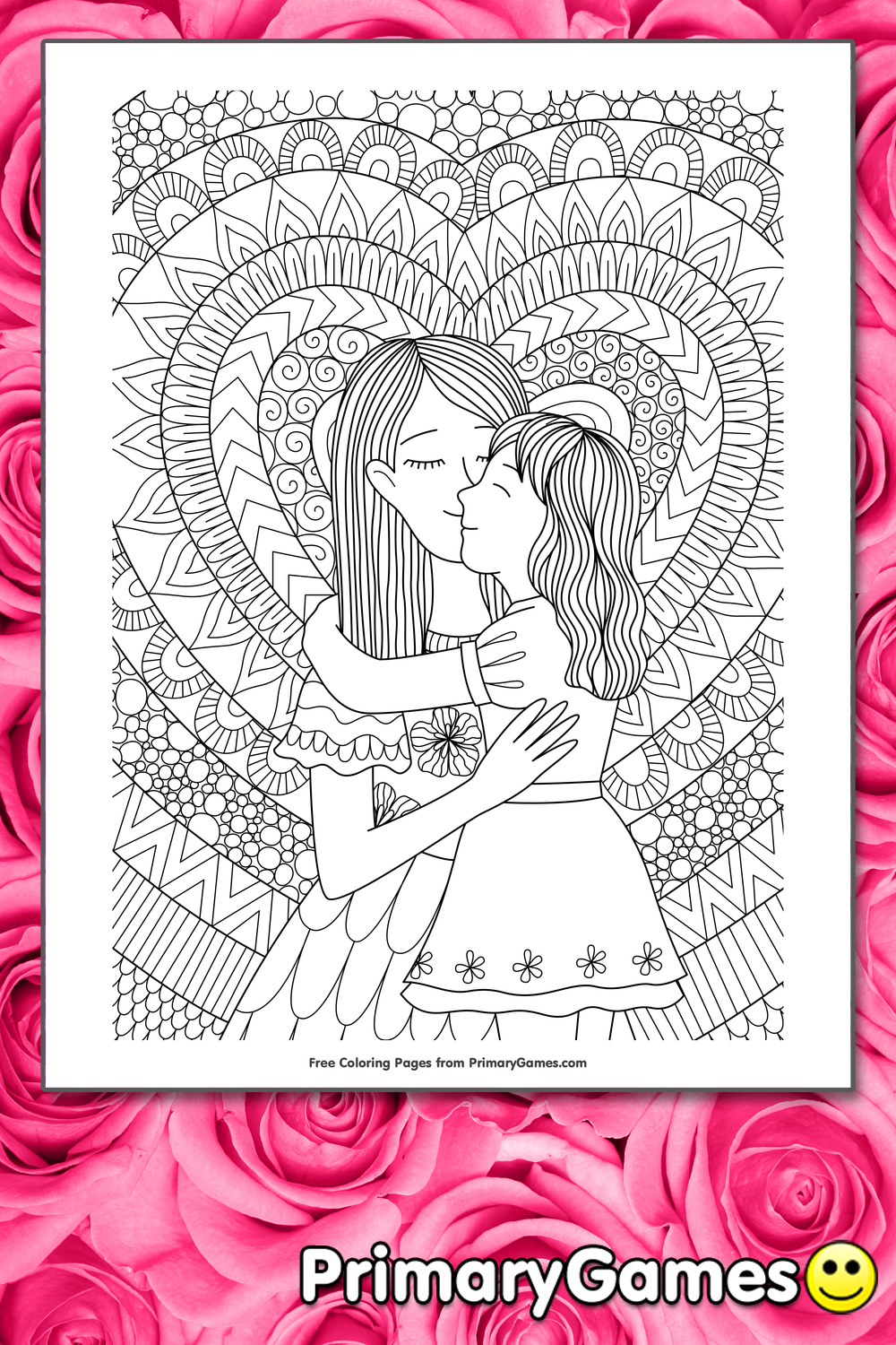 Mom hugging daughter coloring page â free printable pdf from