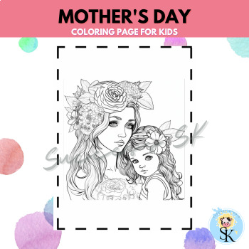 Mom and daughter coloring page mothers day by success sk studio