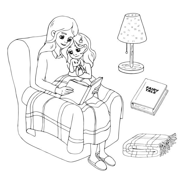 Mother and daughter coloring pages stock photos pictures royalty