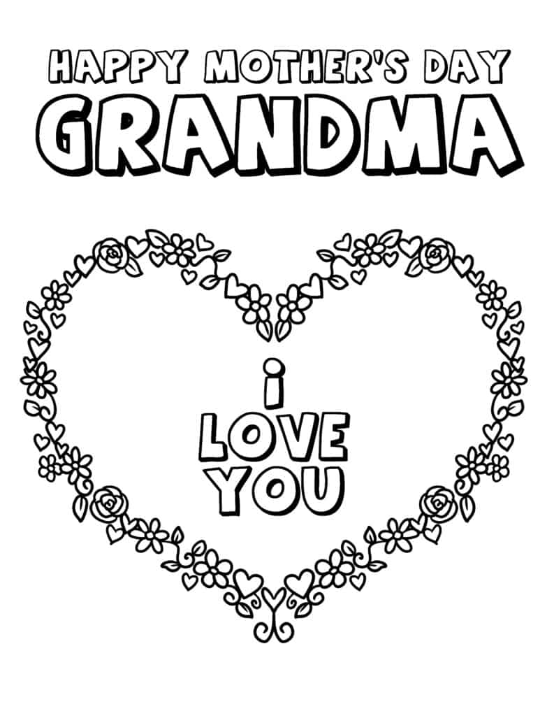 Happy mothers day grandma coloring pages