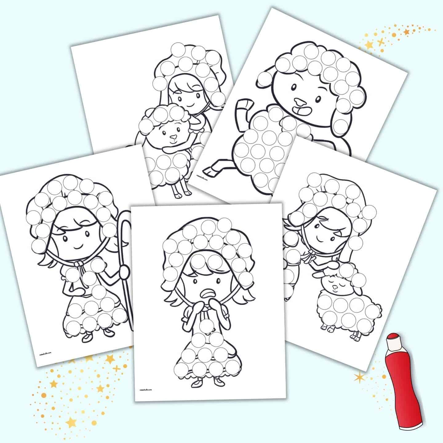 Free printable little bo peep dot marker coloring pages