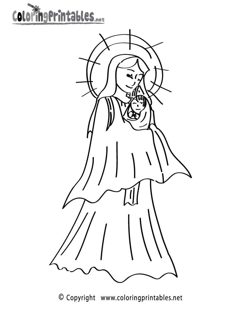 Free printable mother mary coloring page