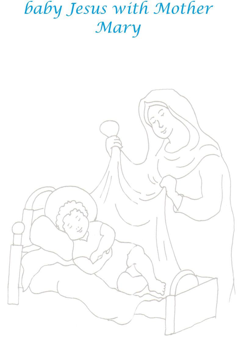 Jesus mother mary printable coloring page