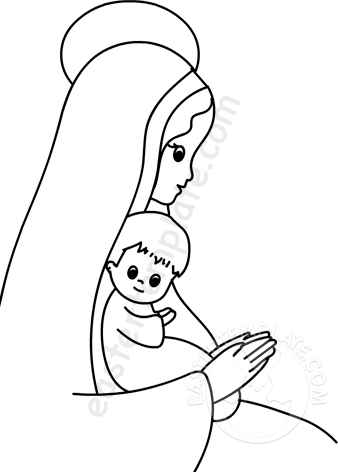 Virgin mary and baby jesus coloring page