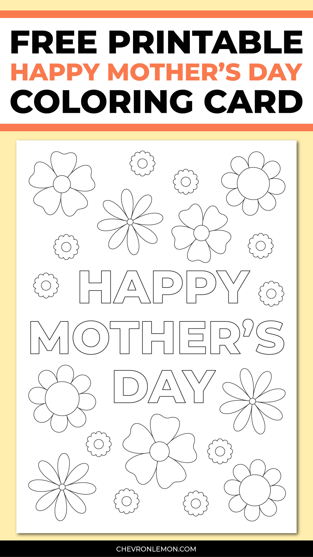 Printable happy mothers day coloring card