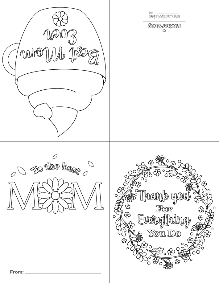 Free printable mothers day cards kids can color kids activities blog