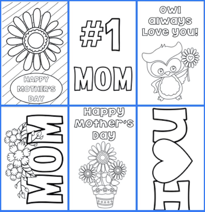 Free printable mothers day cards to color