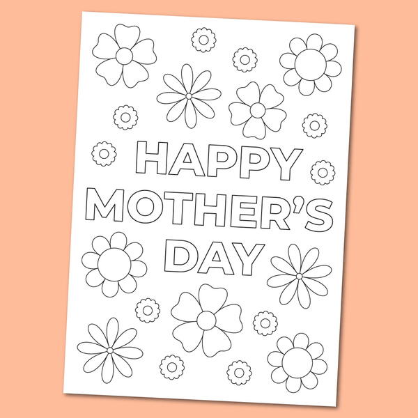 Printable happy mothers day coloring card