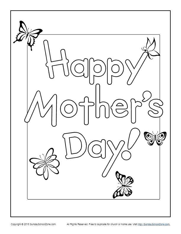 Mothers day coloring pages on sunday school zone