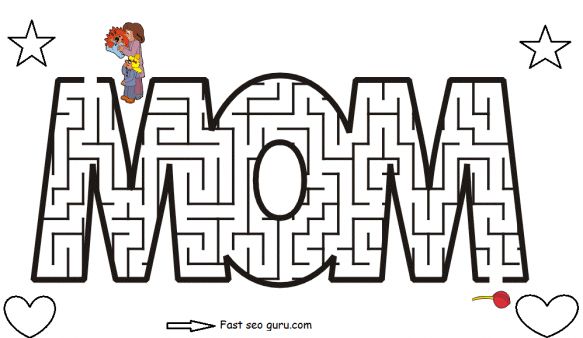 Printable maze game for mothers day coloring pages