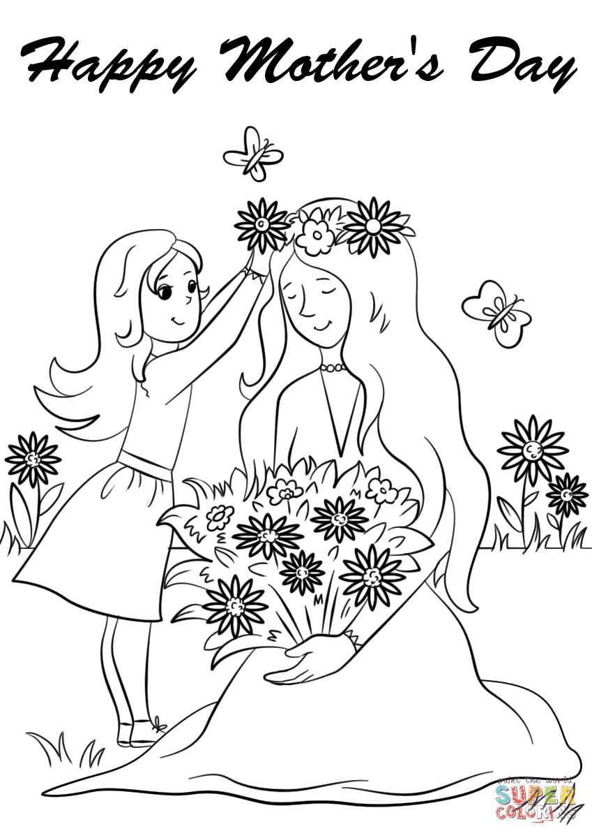 Happy mothers day coloring page free printable coloring pages