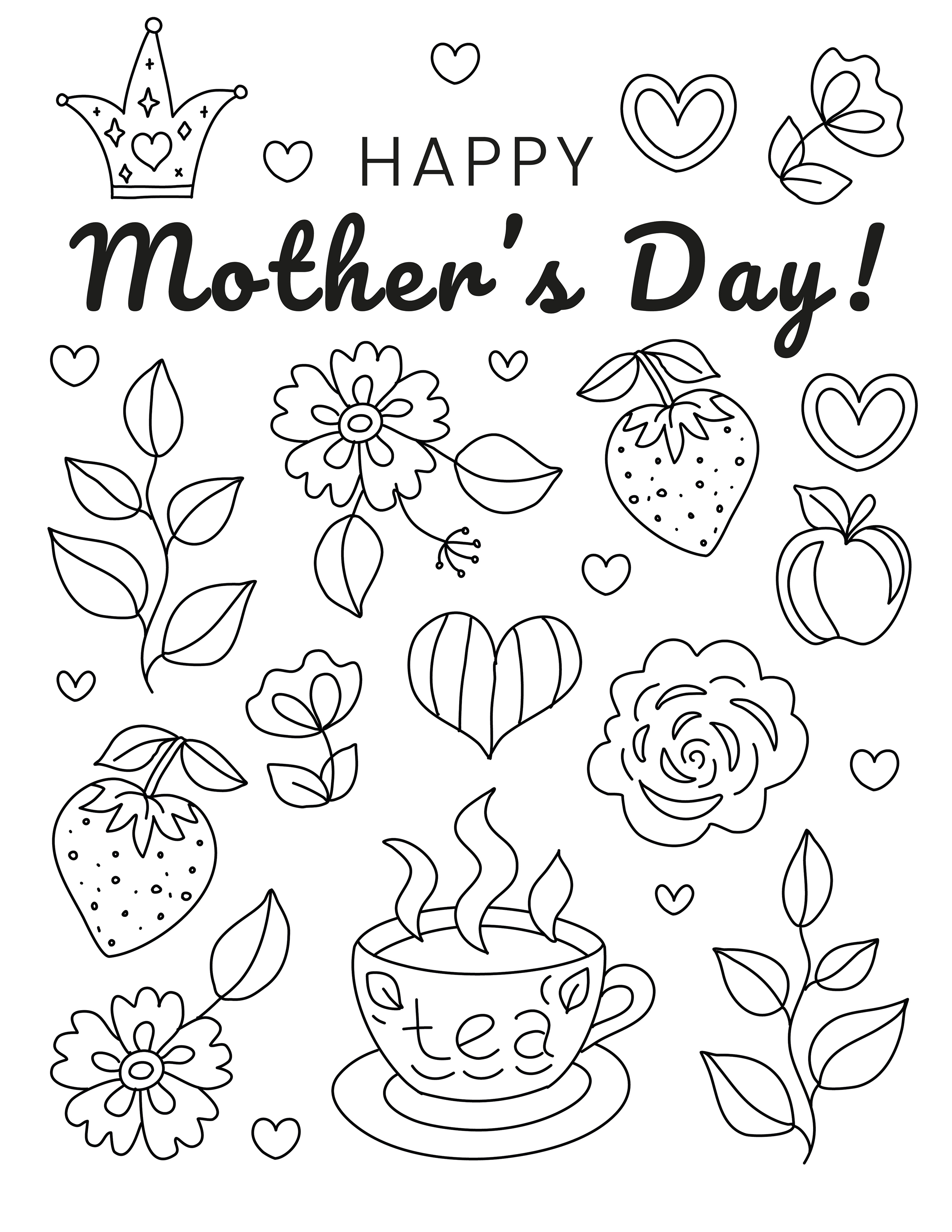 Free mothers day coloring pages printables for kids