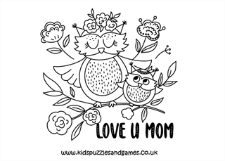 Happy mothers day owl always love you louring page