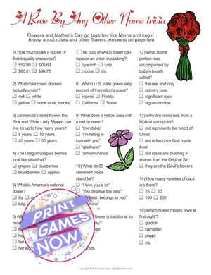 Printable mothers day flowers trivia party game â print games now