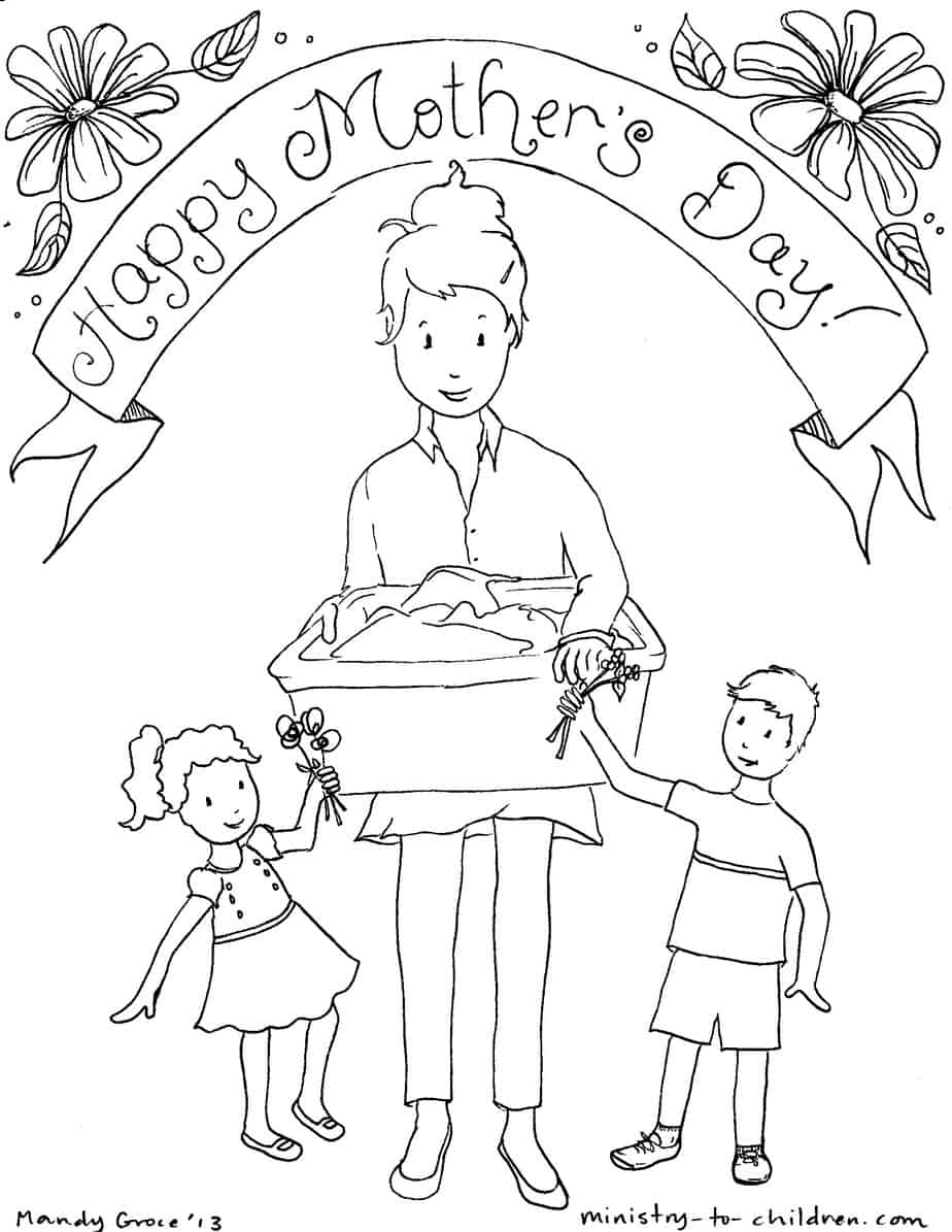 Mothers day coloring pages free easy print pdf