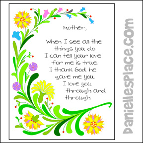 Mothers day coloring poem craft