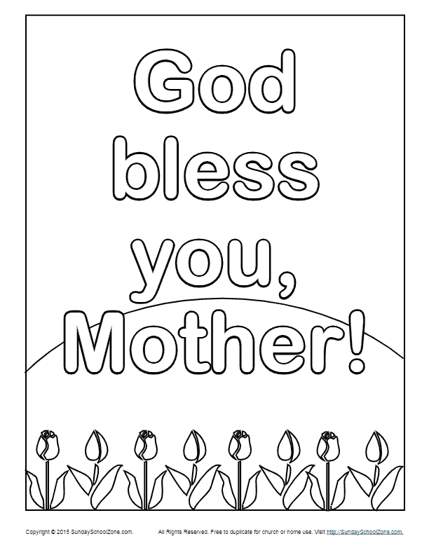 Mothers day coloring pages on sunday school zone