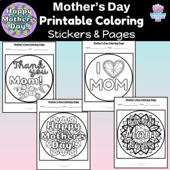 Mothers day printable coloring stickers and pages by succulent teaching llc