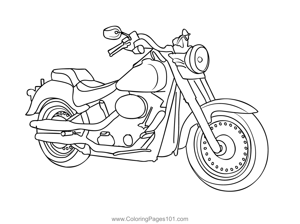 Bull run motorcycle coloring page for kids