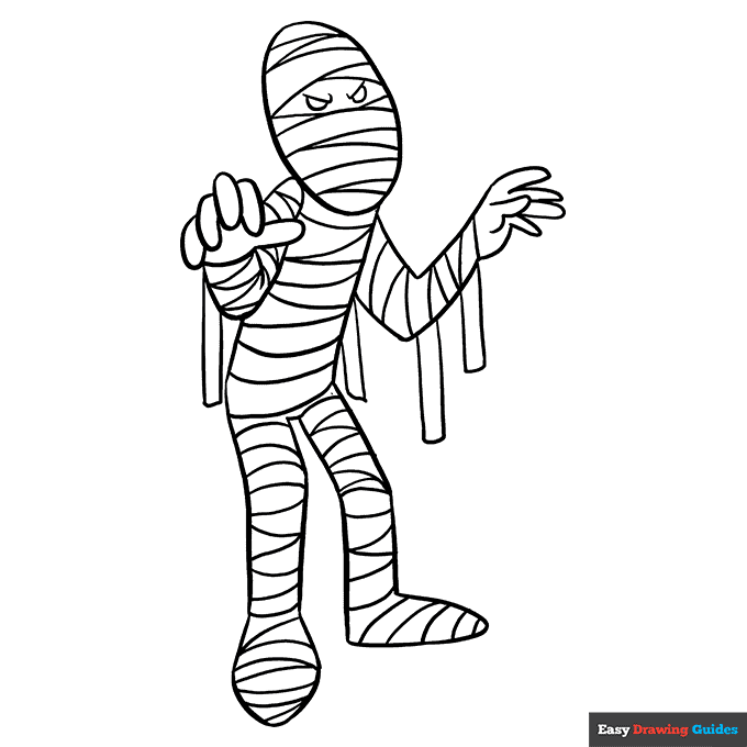 Mummy coloring page easy drawing guides