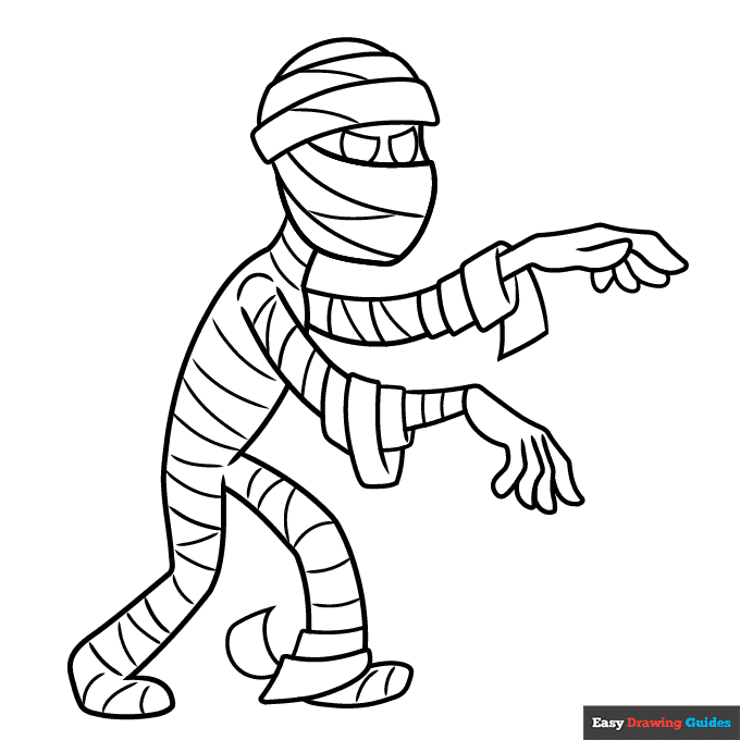 Cartoon mummy coloring page easy drawing guides