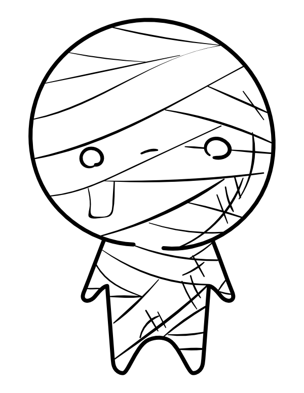 Printable kawaii mummy coloring page