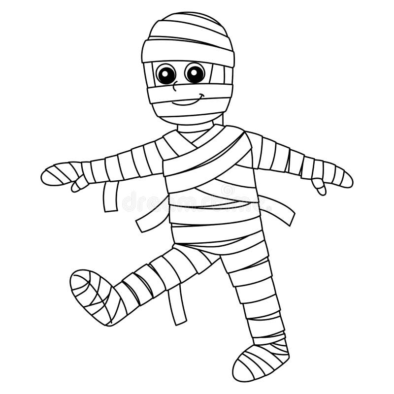 Mummy halloween coloring page isolated for kids stock vector