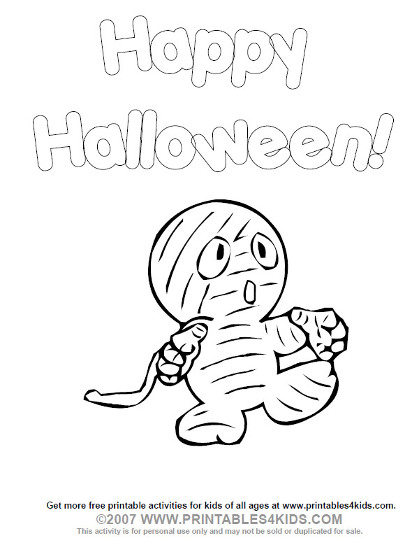 Halloween mummy coloring page â printables for kids â free word search puzzles coloring pages and other activities