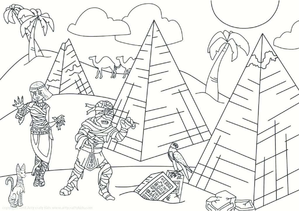 Egyptian mummy colouring page