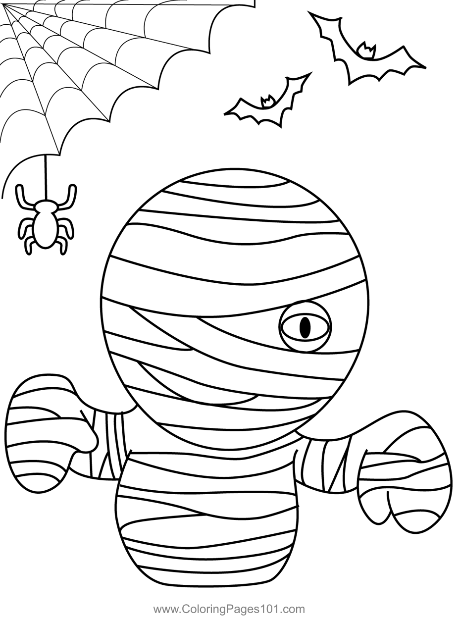 Halloween mummy coloring page for kids