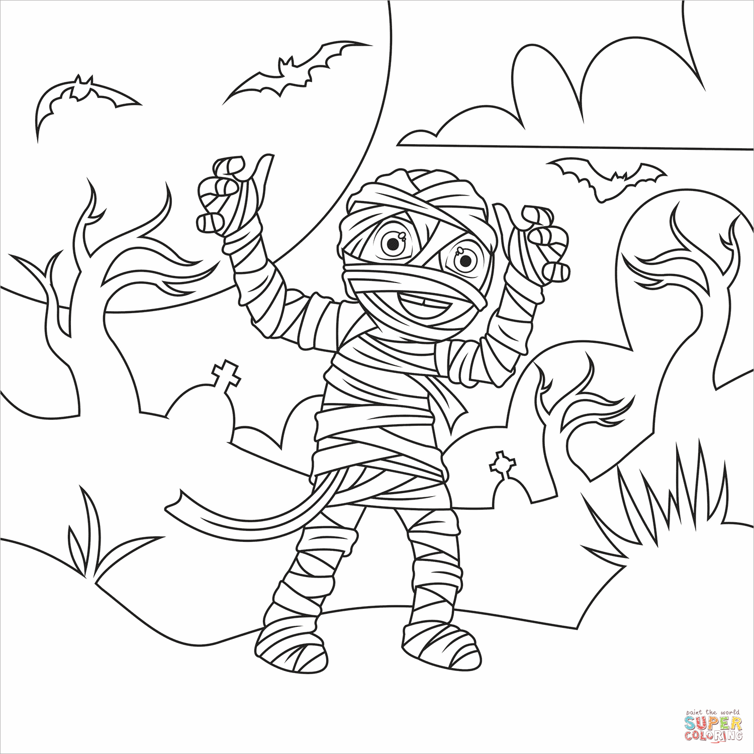 Mummy coloring page free printable coloring pages