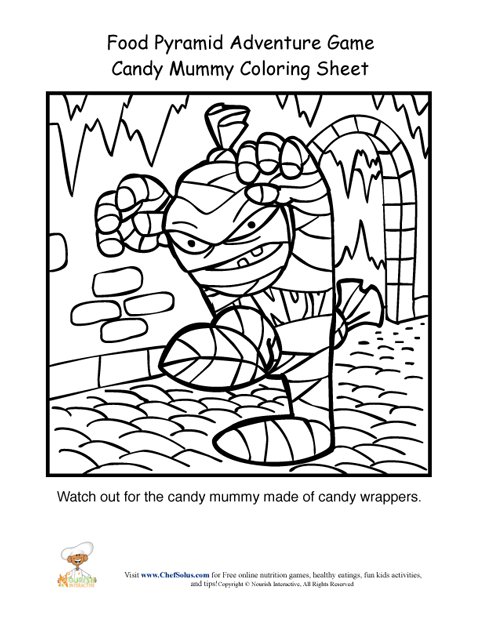 Food pyramid adventure game mummy coloring page