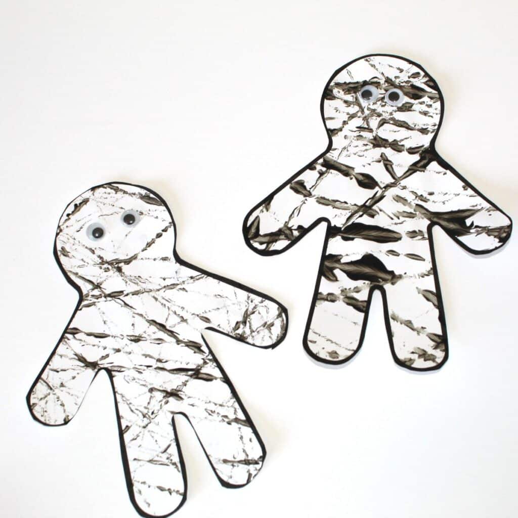 Marble paint preschool mummy craft free printable template