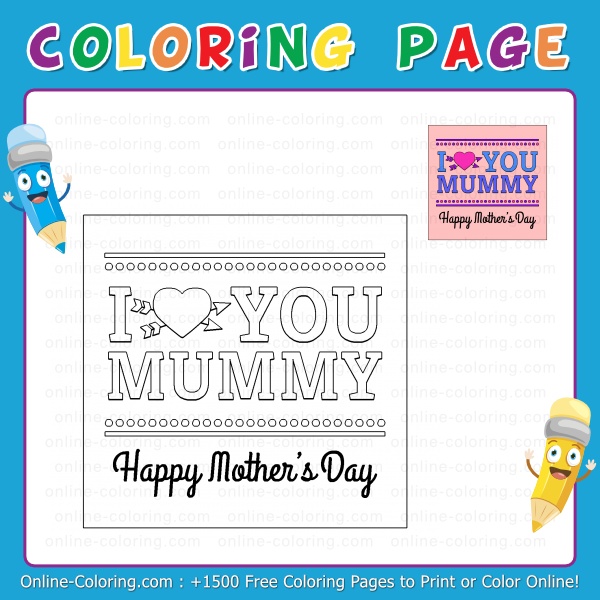 I love you mummy happy mothers day free online coloring page