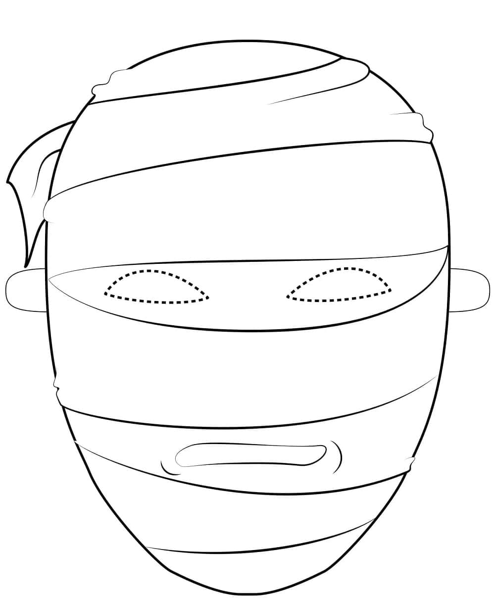 Halloween mummy mask coloring page