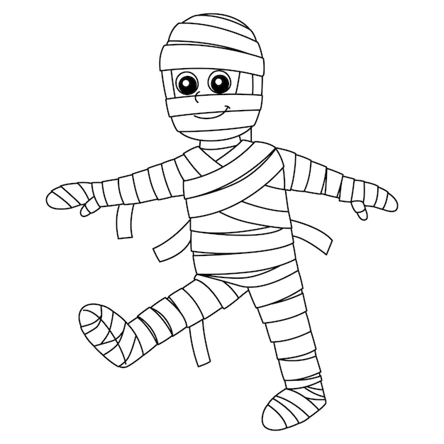 Premium vector mummy halloween coloring page isolated for kids