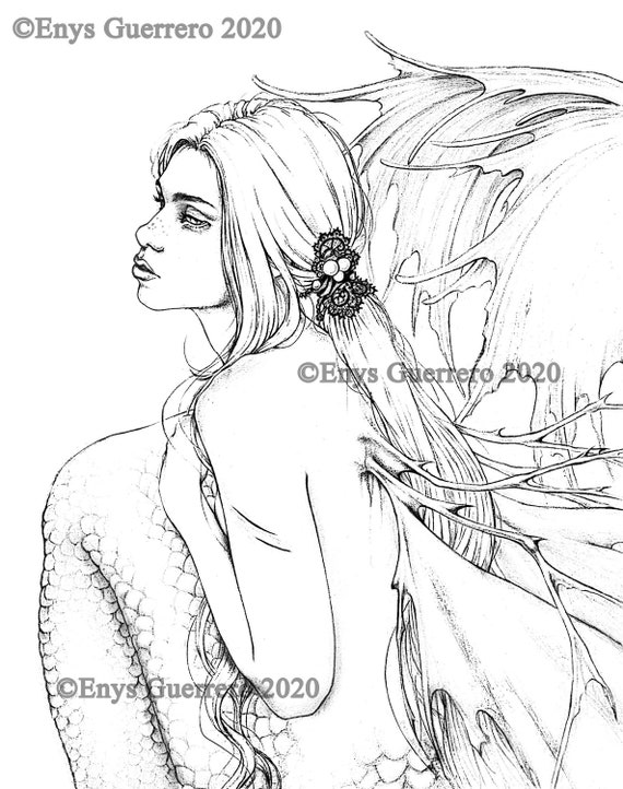 Il sirenis canticum coloring page goth fantasy printable