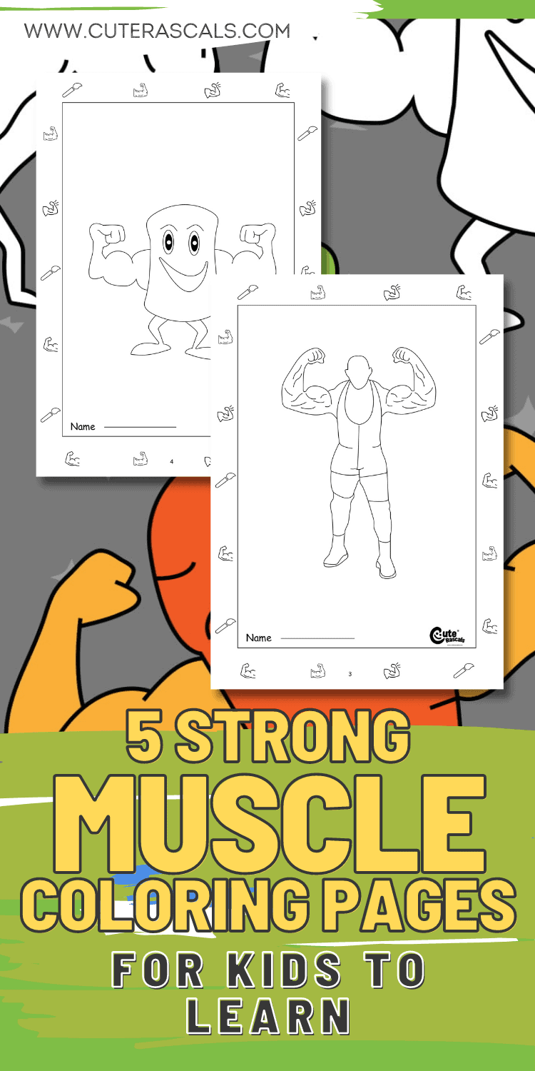 Strong muscle coloring pages for kids to learn with