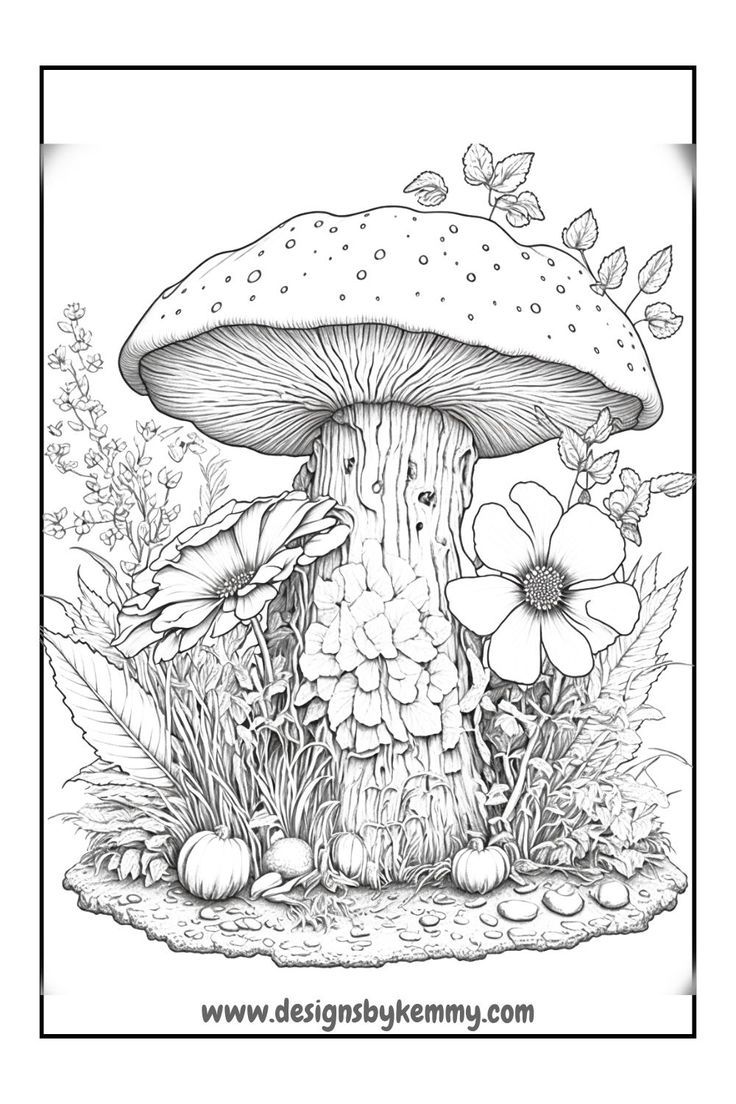 Printable mushrooms coloring pages printable mushrooms adult coloring page grayscale coloring books coloring book art free adult coloring printables