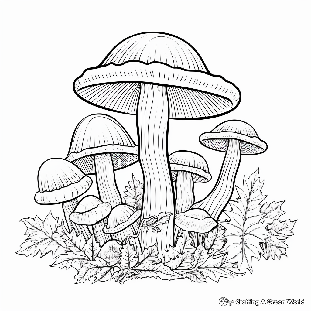 Aesthetic mushroom coloring pages