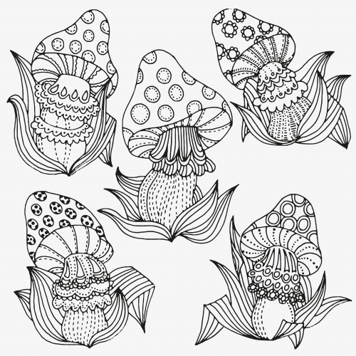 Fantasy mushroom coloring page