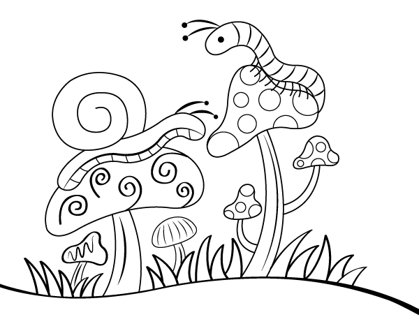 Printable mushroom coloring page