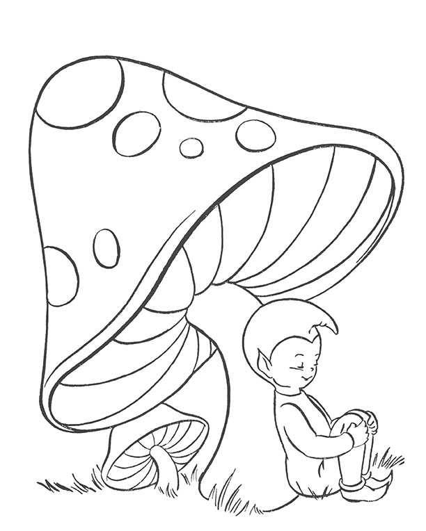 Mushroom coloring pages vintage