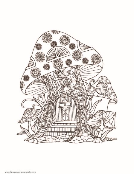 Fun mushroom coloring pages for kids adults