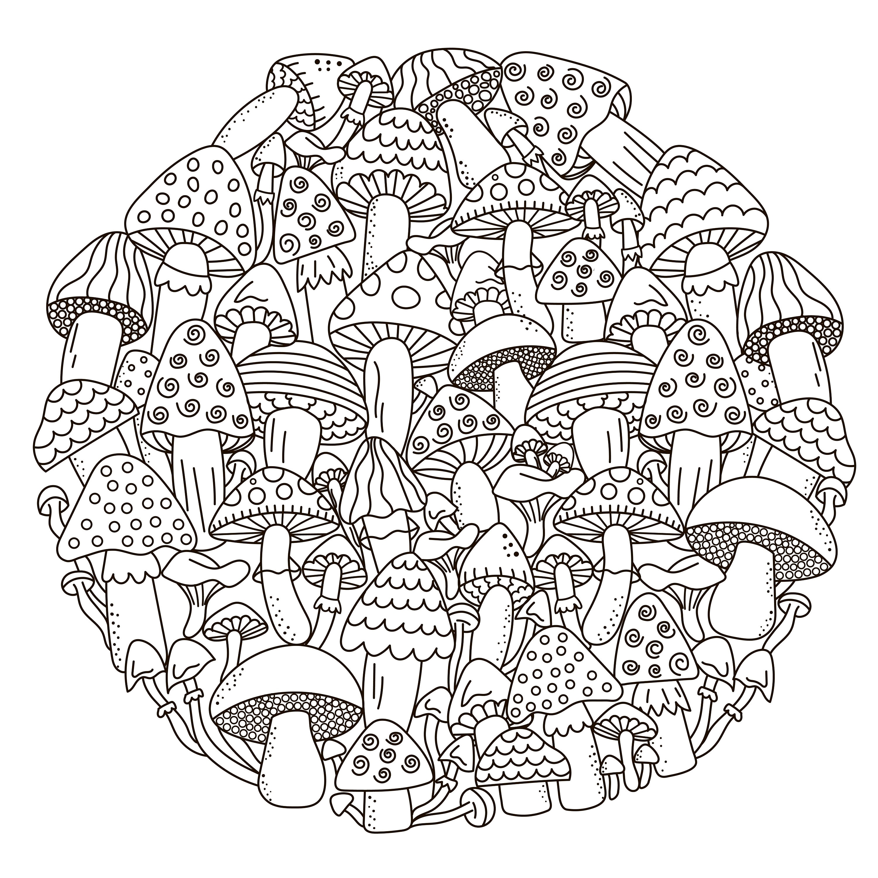 Coloring pages mushrooms fairytale